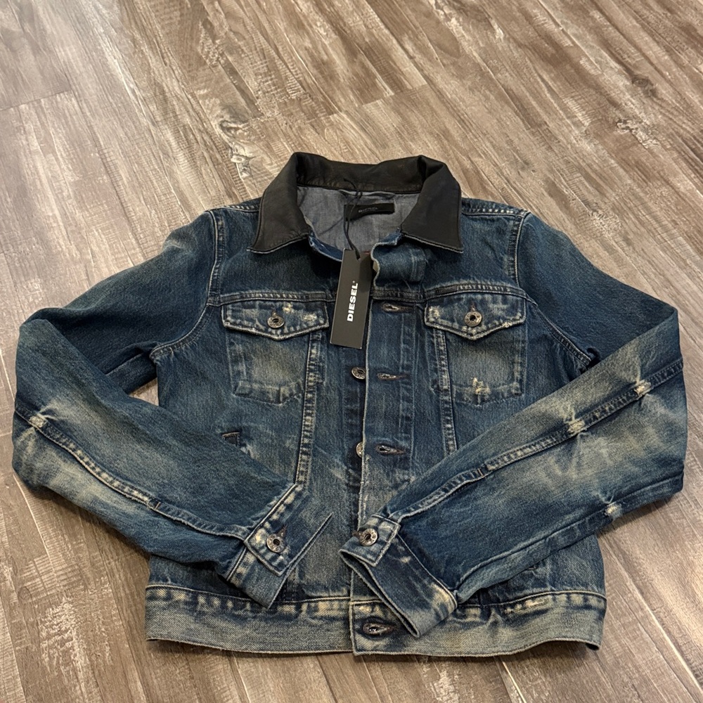 Diesel Indigo Denim Jacket with Black Collar